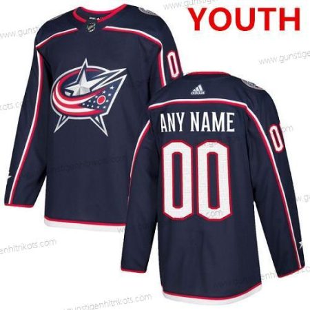 Adidas Jugend Columbus Blue Jackets Personalisiertes Authentisch Heimtrikots NHL Trikots – Marineblau Blau