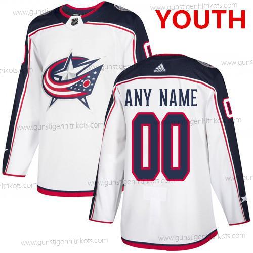 Adidas Jugend Columbus Blue Jackets Personalisiertes NHL Authentisch Trikots – Weiß