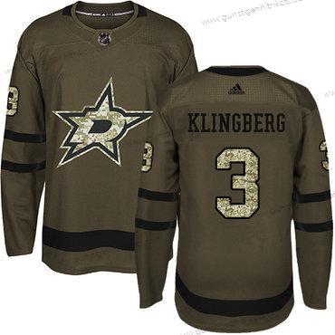 Adidas Jugend Dallas Stars #3 John Klingberg Salute to Service Strickerei NHL Trikots – Grün