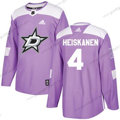 Adidas Jugend Dallas Stars #4 Miro Heiskanen Authentisch Bekämpft Krebs Strickerei NHL Trikots – Lila