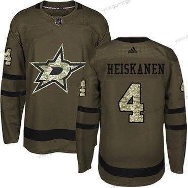 Adidas Jugend Dallas Stars #4 Miro Heiskanen Salute to Service Strickerei NHL Trikots – Grün