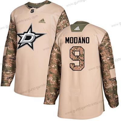 Adidas Jugend Dallas Stars #9 Mike Modano Authentisch 2017 Veterans Day Strickerei NHL Trikots – Tarnfarbe