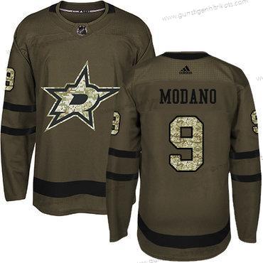 Adidas Jugend Dallas Stars #9 Mike Modano Salute to Service Strickerei NHL Trikots – Grün