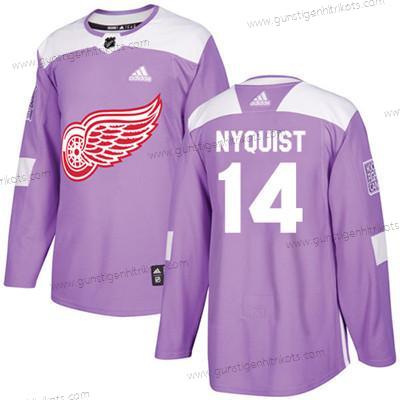 Adidas Jugend Detroit Red Wings #14 Gustav Nyquist Authentisch Bekämpft Krebs Strickerei NHL Trikots – Lila