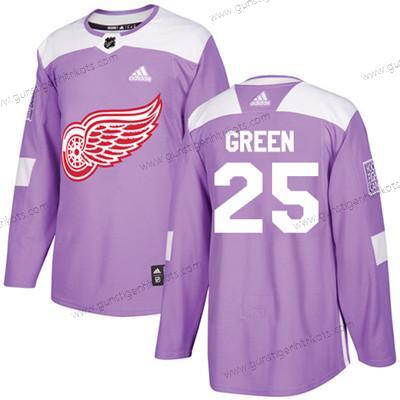 Adidas Jugend Detroit Red Wings #25 Mike Authentisch Bekämpft Krebs Strickerei NHL Trikots – Grün Lila