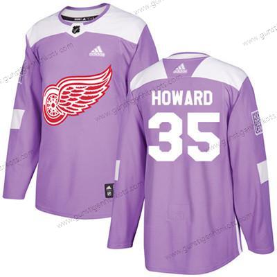 Adidas Jugend Detroit Red Wings #35 Jimmy Howard Authentisch Bekämpft Krebs Strickerei NHL Trikots – Lila