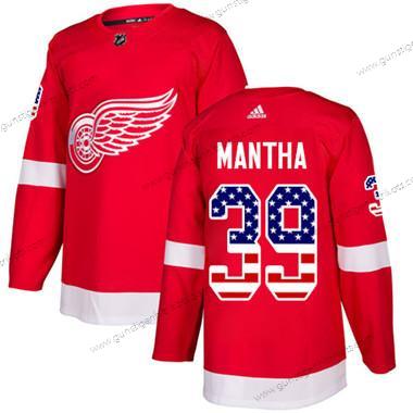 Adidas Jugend Detroit Red Wings #39 Anthony Mantha Heimtrikots Authentisch USA Flag Strickerei NHL Trikots – Rot