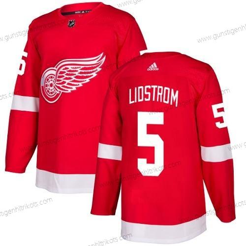 Adidas Jugend Detroit Red Wings #5 Nicklas Lidstrom Heimtrikots Authentisch Strickerei NHL Trikots – Rot