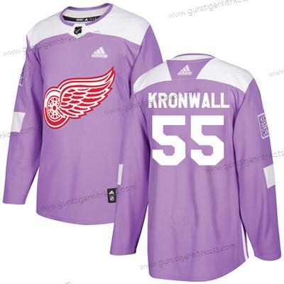 Adidas Jugend Detroit Red Wings #55 Niklas Kronwall Authentisch Bekämpft Krebs Strickerei NHL Trikots – Lila