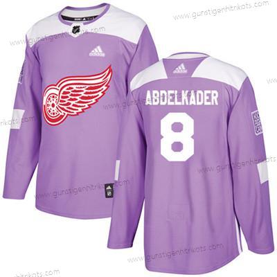 Adidas Jugend Detroit Red Wings #8 Justin Abdelkader Authentisch Bekämpft Krebs Strickerei NHL Trikots – Lila