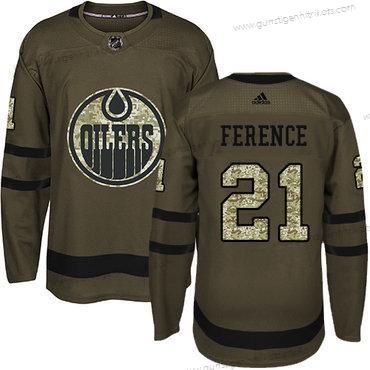 Adidas Jugend Edmonton Oilers #21 Andrew Ference Salute to Service Strickerei NHL Trikots – Grün