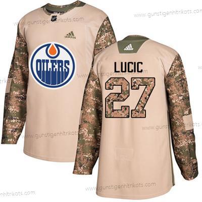 Adidas Jugend Edmonton Oilers #27 Milan Lucic Authentisch 2017 Veterans Day Strickerei NHL Trikots – Tarnfarbe