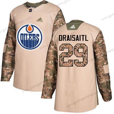 Adidas Jugend Edmonton Oilers #29 Leon Draisaitl Authentisch 2017 Veterans Day Strickerei NHL Trikots – Tarnfarbe