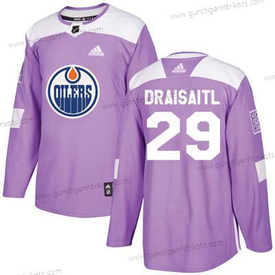 Adidas Jugend Edmonton Oilers #29 Leon Draisaitl Authentisch Bekämpft Krebs Strickerei NHL Trikots – Lila