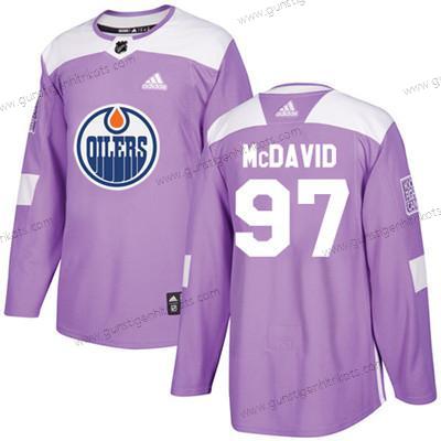 Adidas Jugend Edmonton Oilers #97 Connor Mcdavid Authentisch Bekämpft Krebs Strickerei NHL Trikots – Lila