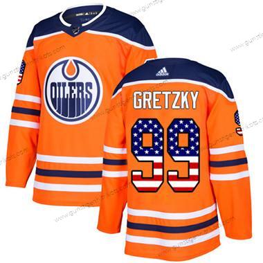 Adidas Jugend Edmonton Oilers #99 Wayne Gretzky Heimtrikots Authentisch USA Flag Strickerei NHL Trikots – Orange