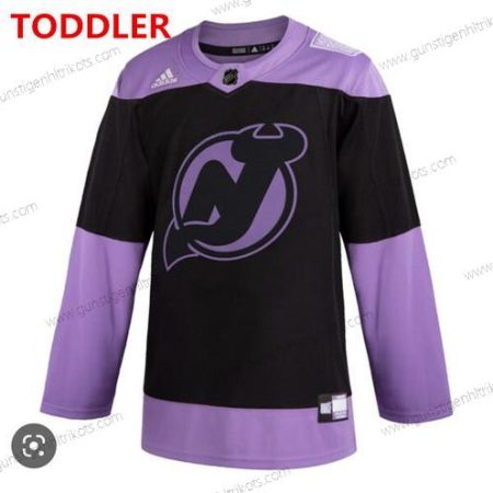 Adidas Kinder New Jersey Devils Personalisiertes Hockey Bekämpft Krebs Praxis Trikots – Schwarz