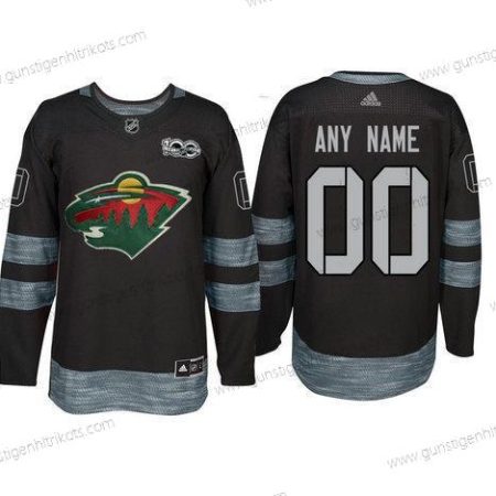 Adidas Minnesota Wild Personalisiertes 1917-2017 100th Jahrestag Strickerei NHL Trikots – Schwarz