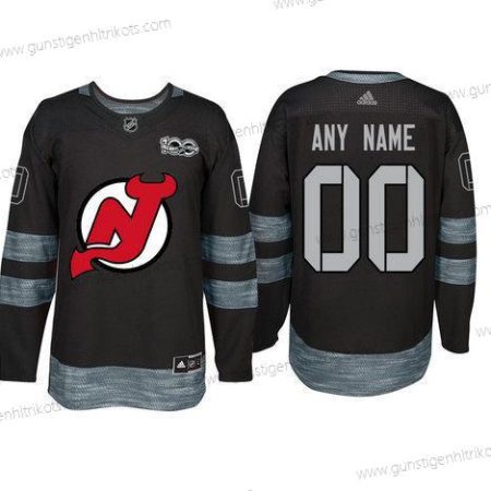 Adidas New Jersey Devils Personalisiertes 1917-2017 100th Jahrestag Strickerei NHL Trikots – Schwarz