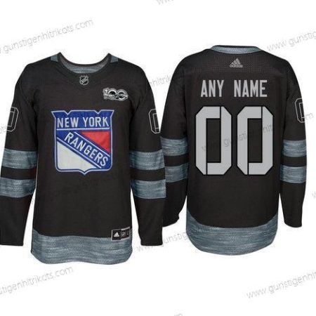 Adidas New York Rangers Personalisiertes 1917-2017 100th Jahrestag Strickerei NHL Trikots – Schwarz