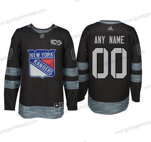 Adidas New York Rangers Personalisiertes 1917-2017 100th Jahrestag Strickerei NHL Trikots – Schwarz