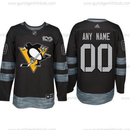 Adidas Pittsburgh Penguins Personalisiertes 1917-2017 100th Jahrestag Strickerei NHL Trikots – Schwarz