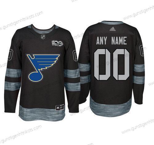 Adidas St. Louis Blues Personalisiertes 1917-2017 100th Jahrestag Strickerei NHL Trikots – Schwarz