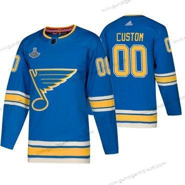 Adidas St. Louis Blues Personalisiertes ersatzweise 2019 Stanley Cup Champions Trikots – Blau