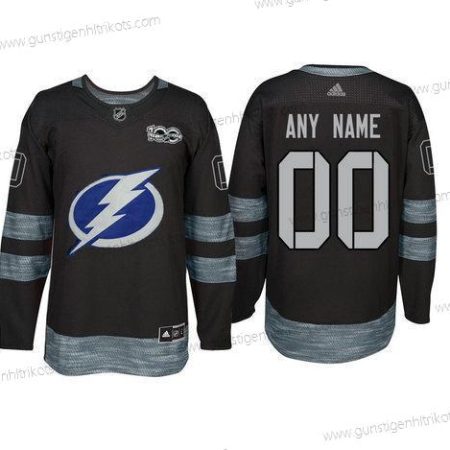 Adidas Tampa Bay Lightning Personalisiertes 1917-2017 100th Jahrestag Strickerei NHL Trikots – Schwarz