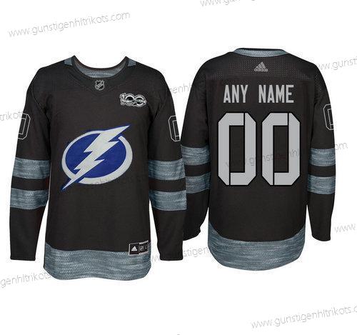 Adidas Tampa Bay Lightning Personalisiertes 1917-2017 100th Jahrestag Strickerei NHL Trikots – Schwarz