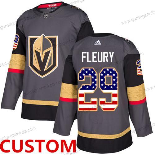 Adidas Vegas Golden Knights Personalisiertes Heimtrikots Authentisch USA Flag Strickerei NHL Trikots – Grau