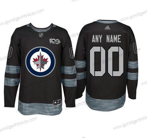 Adidas Winnipeg Jets Personalisiertes 1917-2017 100th Jahrestag Strickerei NHL Trikots – Schwarz