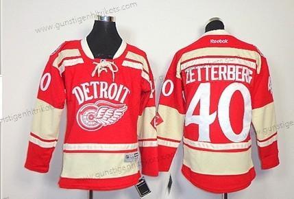 Detroit Red Wings #40 Henrik Zetterberg 2014 Winter Klassisch Trikots – Rot