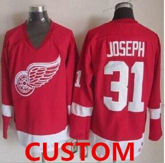 Detroit Red Wings Personalisiertes CCM Retro Strickerei NHL Trikots – Rot