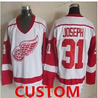 Detroit Red Wings Personalisiertes CCM Retro Strickerei NHL Trikots – Weiß