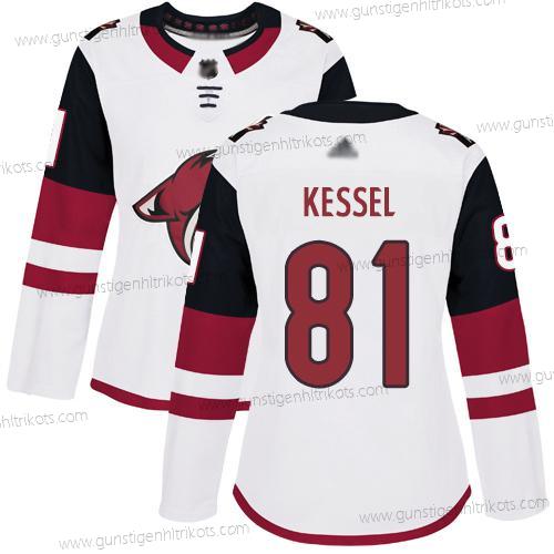 Frauen Arizona Coyotes #81 Phil Kessel Road Authentisch Strickerei Hockey Trikots – Weiß