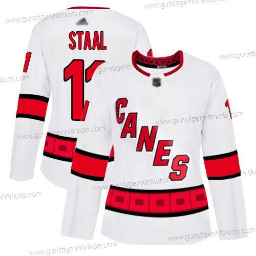 Frauen Carolina Hurricanes #11 Jordan Staal Road Authentisch Strickerei Hockey Trikots – Weiß