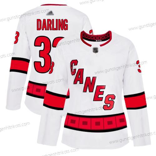 Frauen Carolina Hurricanes #33 Scott Darling Road Authentisch Strickerei Hockey Trikots – Weiß