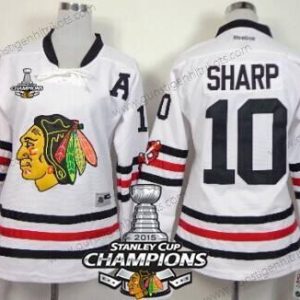 Frauen Chicago Blackhawks #10 Patrick Sharp 2015 Winter Klassisch Trikots W/2015 Stanley Cup Champion Patch – Weiß