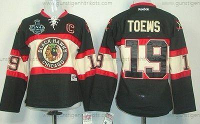 Frauen Chicago Blackhawks #19 Jonathan Toews 2015 Stanley Cup Ausweichtrikot Trikots – Schwarz