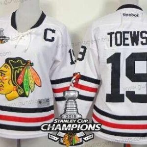 Frauen Chicago Blackhawks #19 Jonathan Toews 2015 Winter Klassisch Trikots W/2015 Stanley Cup Champion Patch – Weiß