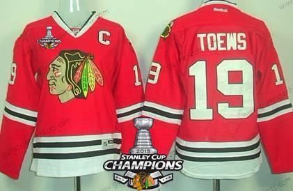 Frauen Chicago Blackhawks #19 Jonathan Toews Trikots W/2015 Stanley Cup Champion Patch – Rot