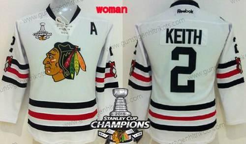 Frauen Chicago Blackhawks #2 Duncan Keith 2015 Winter Klassisch Trikots W/2015 Stanley Cup Champion Patch – Weiß