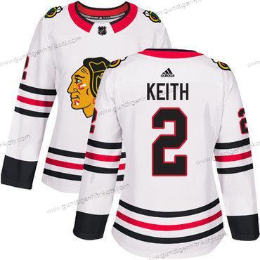 Frauen Chicago Blackhawks #2 Duncan Keith Road Authentisch Strickerei Hockey Trikots – Weiß