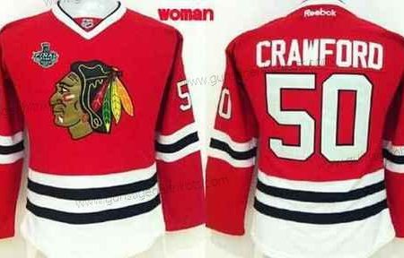 Frauen Chicago Blackhawks #50 Corey Crawford 2015 Stanley Cup Trikots – Rot