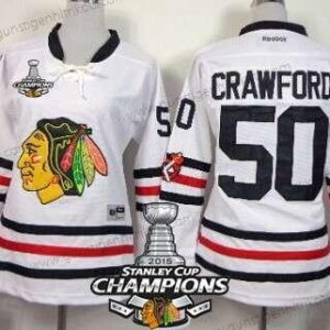 Frauen Chicago Blackhawks #50 Corey Crawford 2015 Winter Klassisch Trikots W/2015 Stanley Cup Champion Patch – Weiß