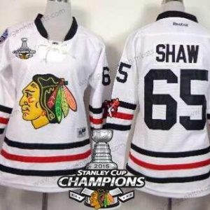 Frauen Chicago Blackhawks #65 Andrew Shaw 2015 Winter Klassisch Trikots W/2015 Stanley Cup Champion Patch – Weiß