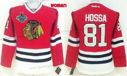 Frauen Chicago Blackhawks #81 Marian Hossa 2015 Stanley Cup Trikots – Rot