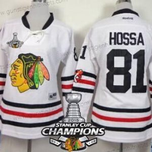 Frauen Chicago Blackhawks #81 Marian Hossa 2015 Winter Klassisch Trikots W/2015 Stanley Cup Champion Patch – Weiß