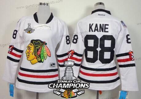 Frauen Chicago Blackhawks #88 Patrick Kane 2015 Winter Klassisch Trikots W/2015 Stanley Cup Champion Patch – Weiß